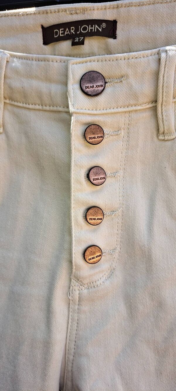 Dear John Olivia Jeans Size 27 Vanilla Ice Super High Rise Skinny Button Fly - Picture 3 of 8